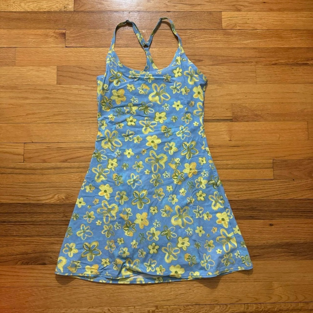 Outdoor Voices Blue and Yellow Floral Active Dress Size XXS